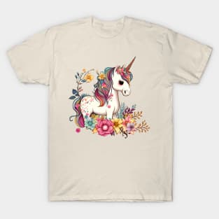 Cute Floral Unicorn T-Shirt